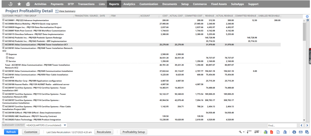 NetSuite project management